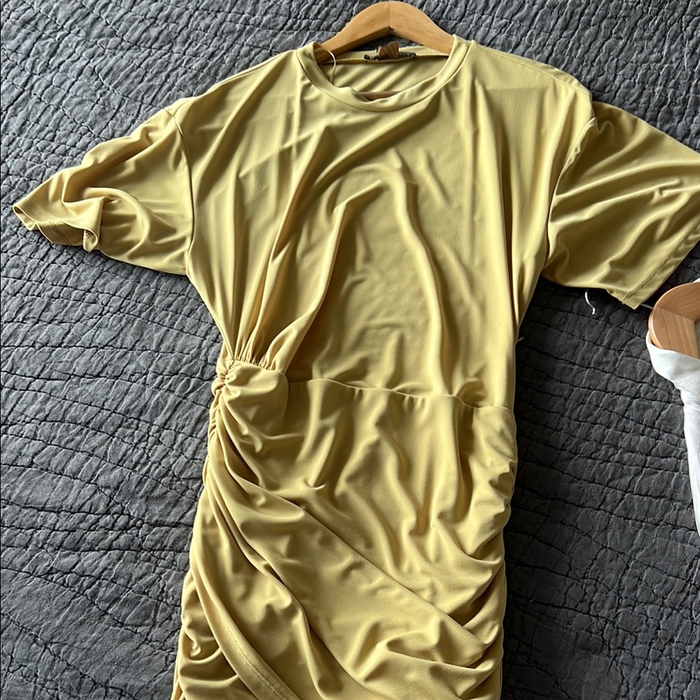 Zara Yellow Ruched Dress